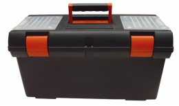 plastic tools box with plastic tray inside