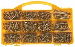 hardware assortment in 12 compartment box