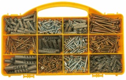 hardware assortment in 12 compartment box