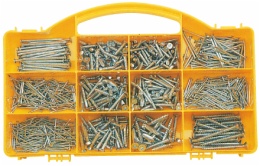 hardware assortment in 12 compartment box