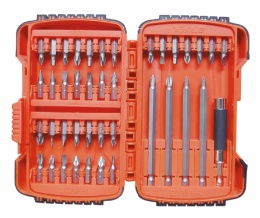 Screwdriver bits set in bi-color plastic box