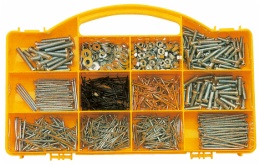 hardware assortment in 12 compartment box