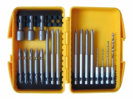 Screwdriver bits set in bi-color plastic box