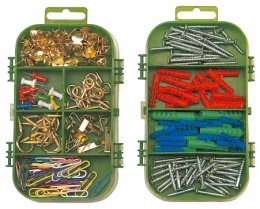 hardware assortment in 10 compartment box