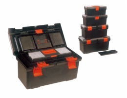 plastic tools box with plastic tray inside