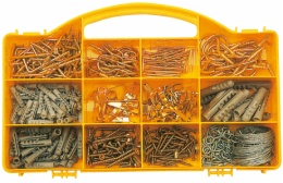 hardware assortment in 12 compartment box