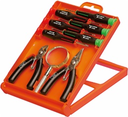 Precision Screwdrivers with pliers and magnifying glass