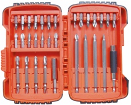 Screwdriver bits set in bi-color plastic box