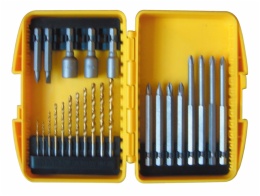 Screwdriver bits set in bi-color plastic box
