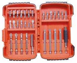Screwdriver bits set in bi-color plastic box