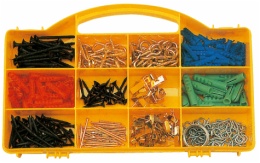 hardware assortment in 12 compartment box
