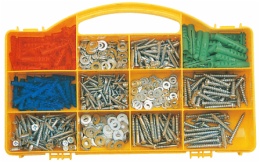 hardware assortment in 12 compartment box